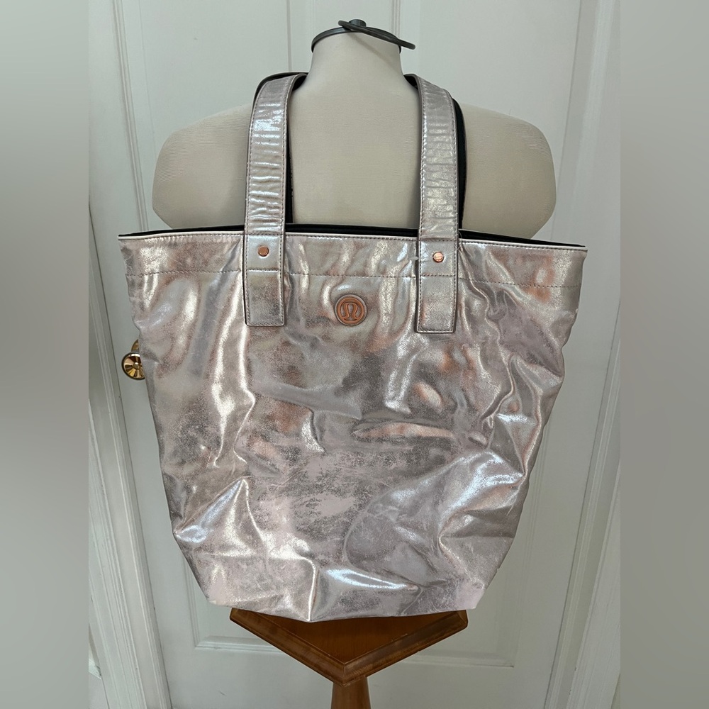 Lululemon Athletica Metallic Tote Bag - Silver and Black
